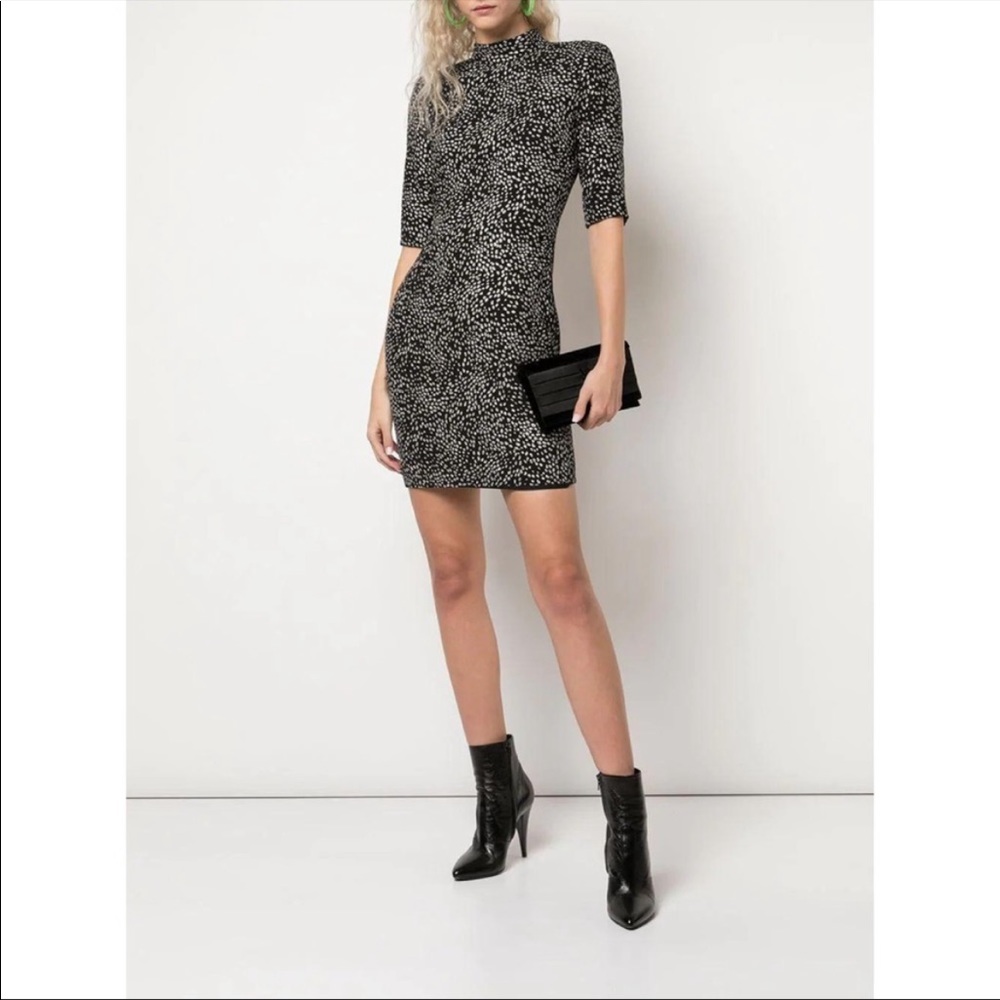 NWT Alice + Olivia Strong Shoulder Mock Neck Dress